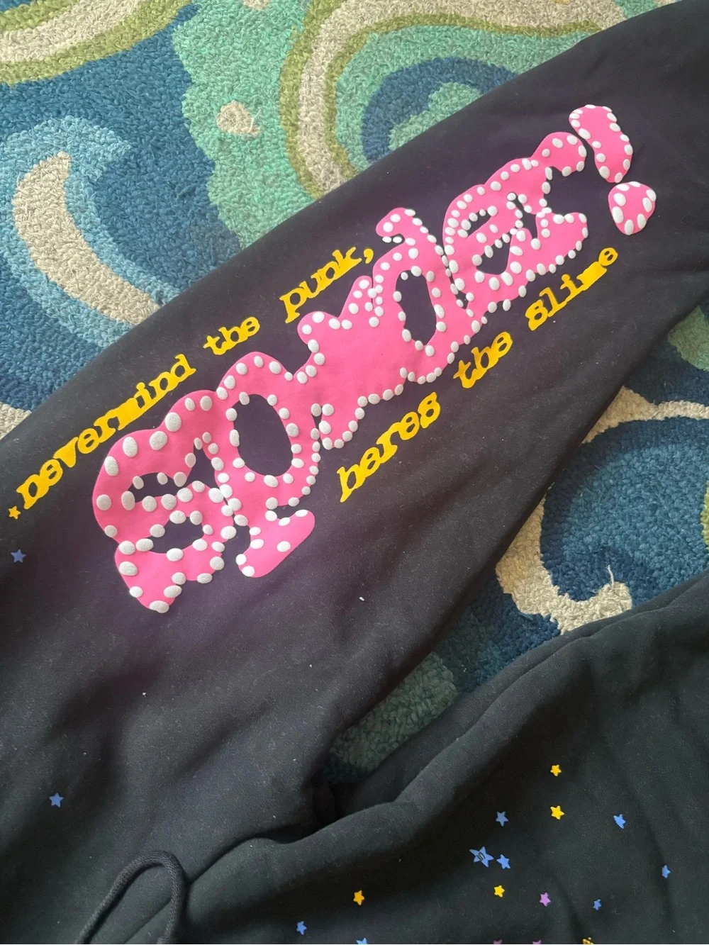 Unbranded Black Party Hat Shirt with Pink Polka-Dot Graphic and Yellow Accents